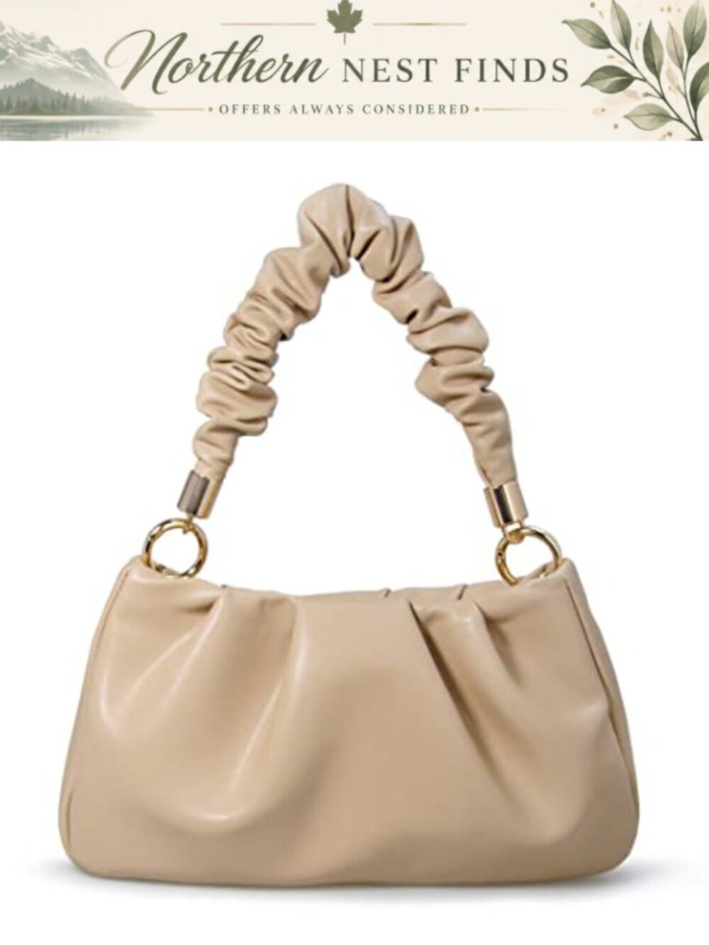 Soft Vegan Leather Cloud Pouch Hobo Shoulder Bag Chain Crossbody Clutch